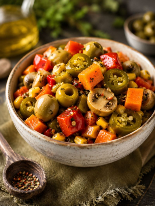 Spanish Spicy Pickles (Garlic-Free) ترشی اسپانیایی تند (بدون سیر)