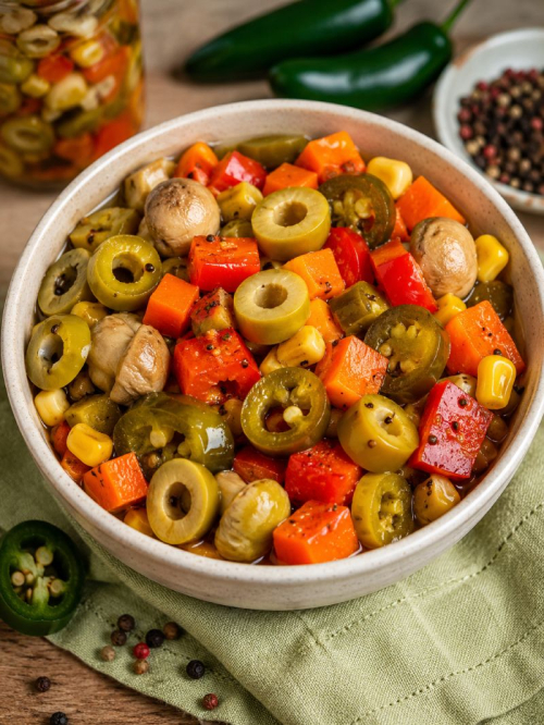 Spanish Spicy Pickles (Garlic-Free) ترشی اسپانیایی تند (بدون سیر)