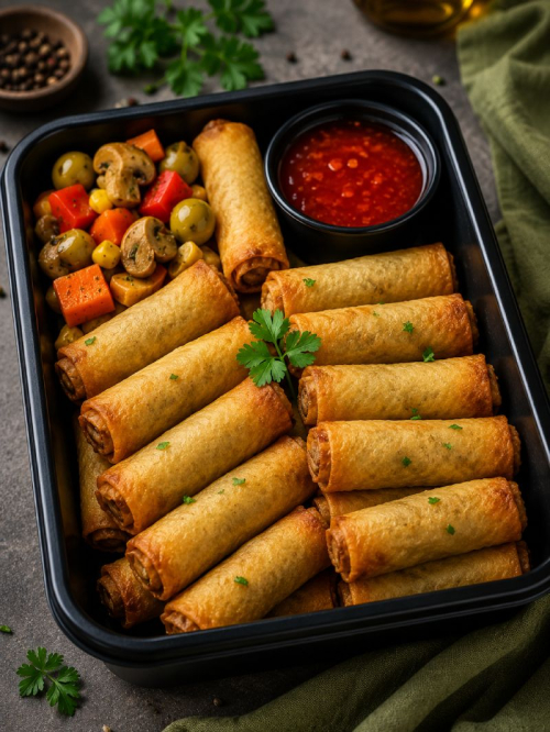 Homemade Spring Rolls (Chicken, Beef & Vegetable) اسپرینگ رول دست‌ساز (مرغ، گوشت و سبزیجات)