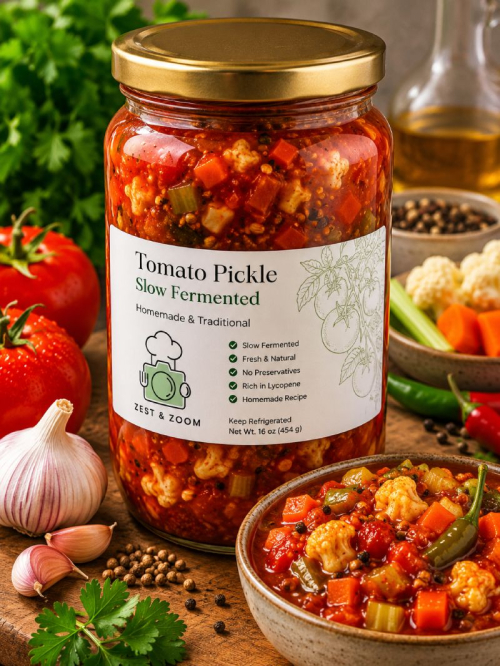 Slow-Fermented Tomato Pickle ترشی گوجه‌فرنگی تخمیرشده